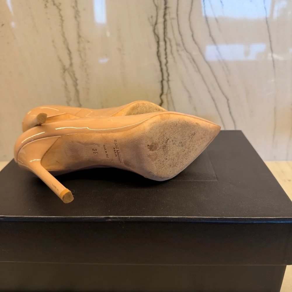 SAINT LAURENT / YSL PATENT LEATHER NUDE PUMP 105MM SIZE 35/5 - Picture 6 of 7